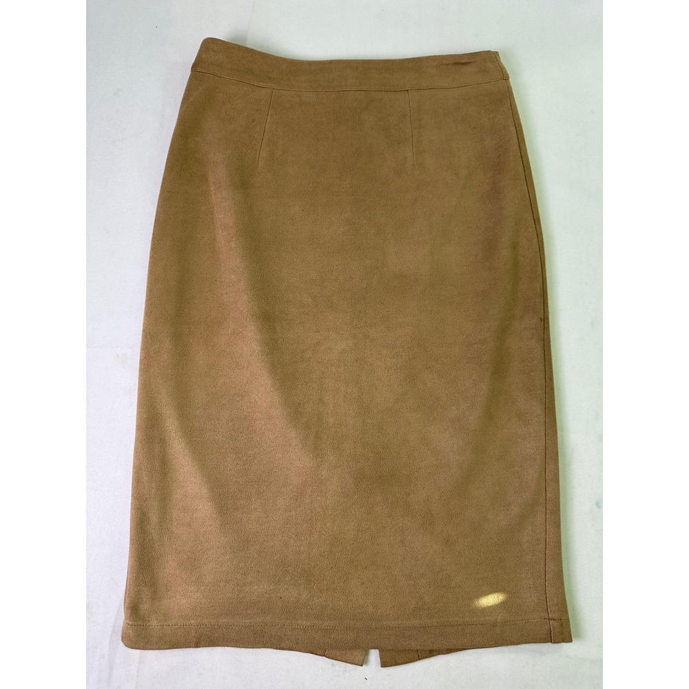 Lulus Tan Faux Suede Pencil‎ Skirt XS Camel High Waisted Midi Career Wear Solid